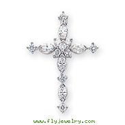 14K White Gold Diamond Cross Pendant