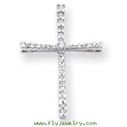 14K White Gold Diamond Cross Pendant