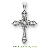 14K White Gold Diamond Cross Pendant