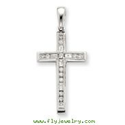 14K White Gold Diamond Cross Pendant