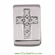 14K White Gold Diamond Cross Pendant Slide