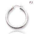 14K White Gold Diamond-Cut 3x30mm Round Hoop Earrings