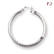 14K White Gold Diamond-Cut 3x40mm Round Hoop Earrings