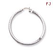 14K White Gold Diamond-Cut 3x50mm Round Hoop Earrings