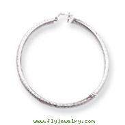 14K White Gold Diamond-Cut 3x60mm Round Hoop Earrings