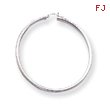 14K White Gold Diamond-Cut 3x65mm Round Hoop Earrings