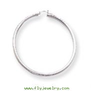 14K White Gold Diamond-Cut 3x65mm Round Hoop Earrings