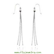 14K White Gold Diamond Cut Chain Wire Earrings