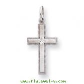 14K White Gold Diamond-Cut Cross Pendant