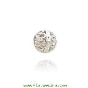 14K White Gold Diamond-Cut Filigree Ball Chain Slide