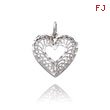 14K White Gold Diamond-Cut Filigree Heart Charm