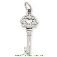 14K White Gold Diamond-Cut Key Charm