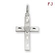 14K White Gold Diamond-Cut Latin Cross Charm