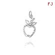 14K White Gold Diamond-Cut Open Apple Charm