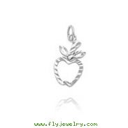 14K White Gold Diamond-Cut Open Apple Charm