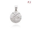 14K White Gold Diamond Cut Sanddollar Pendant