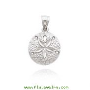 14K White Gold Diamond Cut Sanddollar Pendant