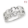 14K White Gold Diamond-cut Wave Ring