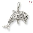 14K White Gold Diamond Dolphin Pendant