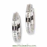 14k White Gold Diamond Fascination Round Hinged Hoop Earrings