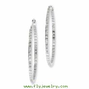 14k White Gold Diamond Fascination Round Hinged Hoop Earrings