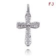 14K White Gold Diamond Filigree Cross Pendant