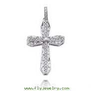 14K White Gold Diamond Filigree Cross Pendant