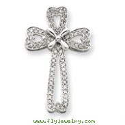 14K White Gold Diamond Filigree Cross Pendant