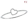 14K White Gold Diamond Heart Bangle Bracelet