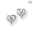 14K White Gold Diamond Heart Earring