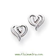 14K White Gold Diamond Heart Earring