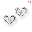 14K White Gold Diamond Heart Earrings