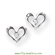 14K White Gold Diamond Heart Earrings