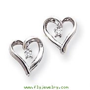 14K White Gold Diamond Heart Earrings