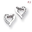 14K White Gold Diamond Heart Earrings