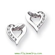 14K White Gold Diamond Heart Earrings