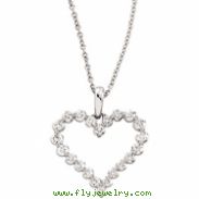 14K White Gold Diamond Heart Necklace