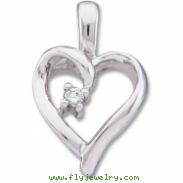 14K White Gold Diamond Heart Pendant