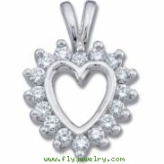 14K White Gold Diamond Heart Pendant