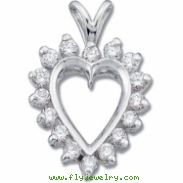 14K White Gold Diamond Heart Pendant