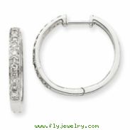 14k White Gold Diamond Hoop Earrings