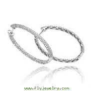 14K White Gold Diamond In And Out Hinged Hoops