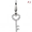 14K White Gold Diamond Key Charm