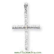 14K White Gold Diamond Latin Cross Pendant