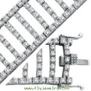 14K White Gold Diamond Rail Road Bracelet