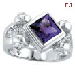 14K White Gold Diamond-Shaped 2.0ct Amethyst & .18ct Diamond Ring