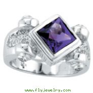 14K White Gold Diamond-Shaped 2.0ct Amethyst & .18ct Diamond Ring