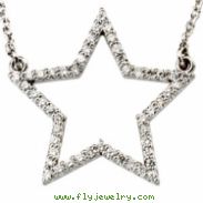 14K White Gold Diamond Star Necklace