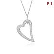 14K White Gold Diamond Studded Abstract Open Heart Necklace