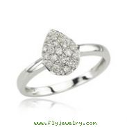 14K White Gold Diamond Teardrop Ring